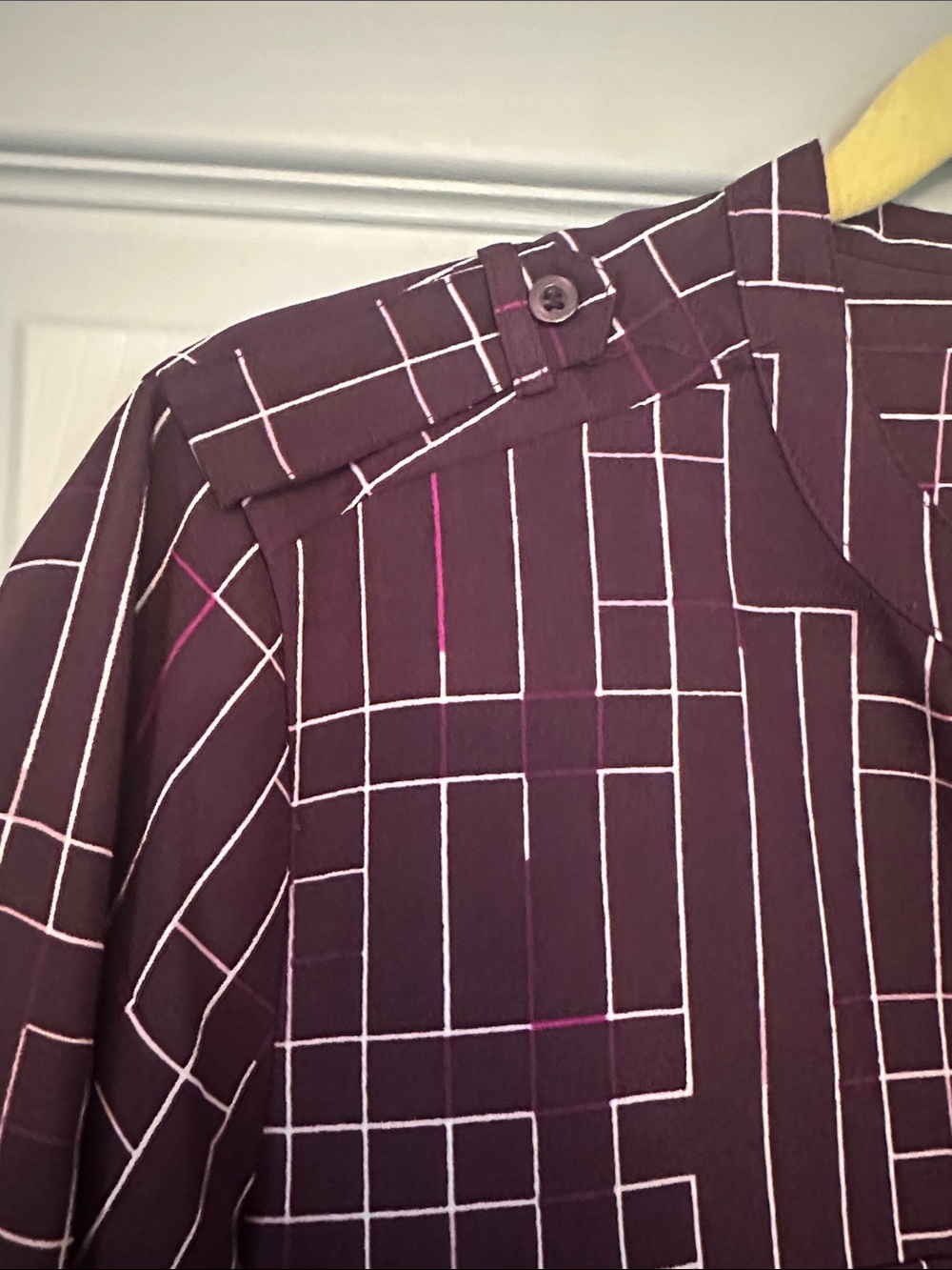 Calvin Klein Plum Grid Print Blouse - Picture 4 of 8